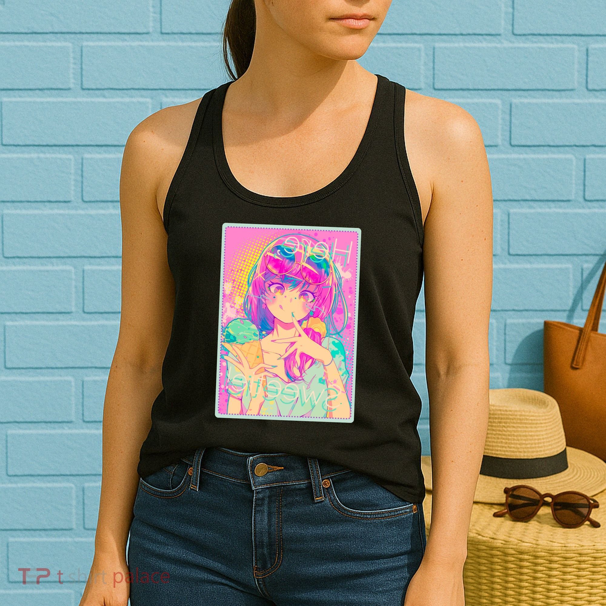 Cute Kawaii Pastel Anime Girl Pop Art Poster Women's Tank Top