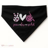 Crochet Knitting Peace Love Crochet Funny Crocheting USA-Made Doggie Bandana thumb 0