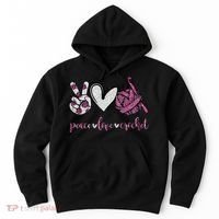 Crochet Knitting Peace Love Crochet Funny Crocheting Hoodie thumb 0