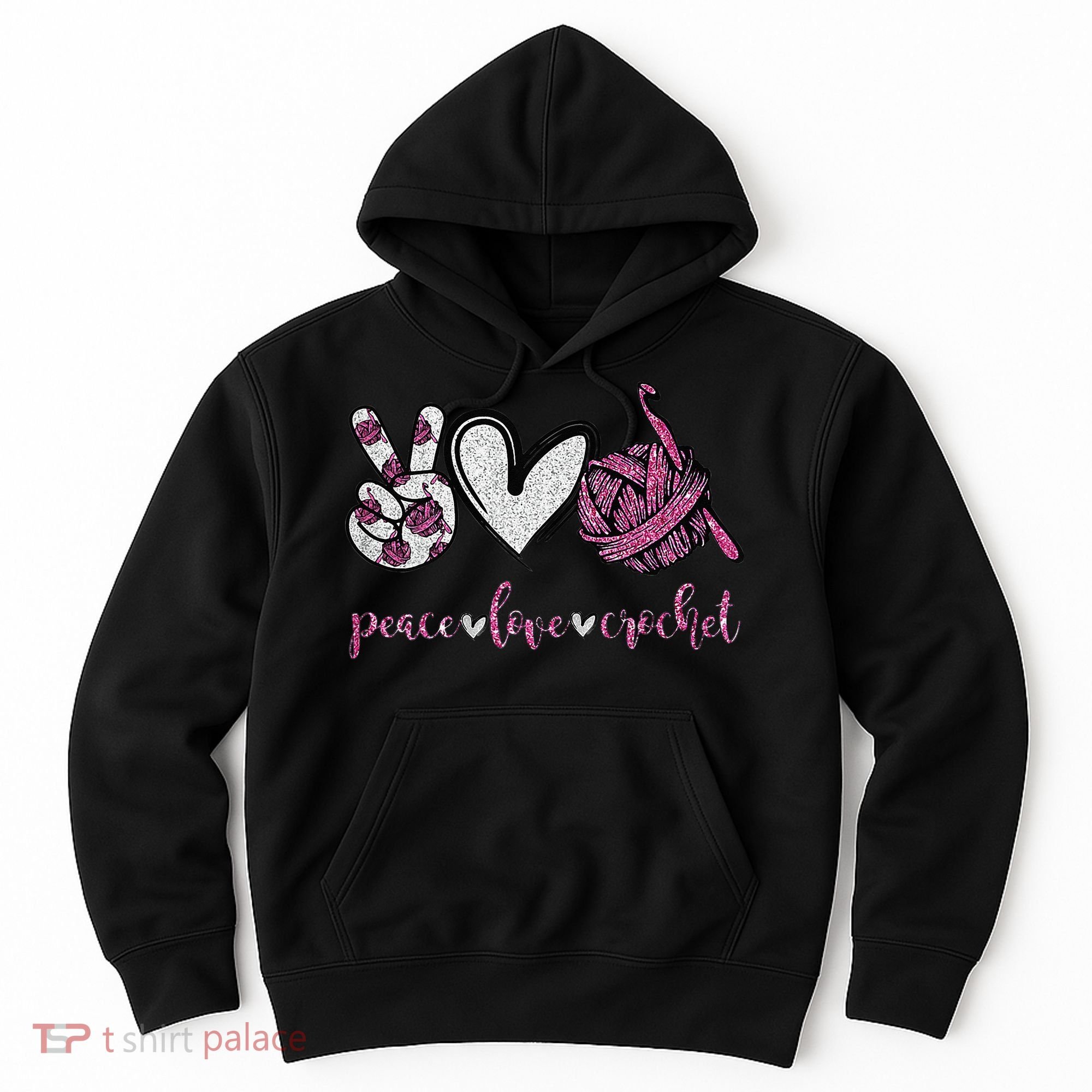 Crochet Knitting Peace Love Crochet Funny Crocheting Hoodie