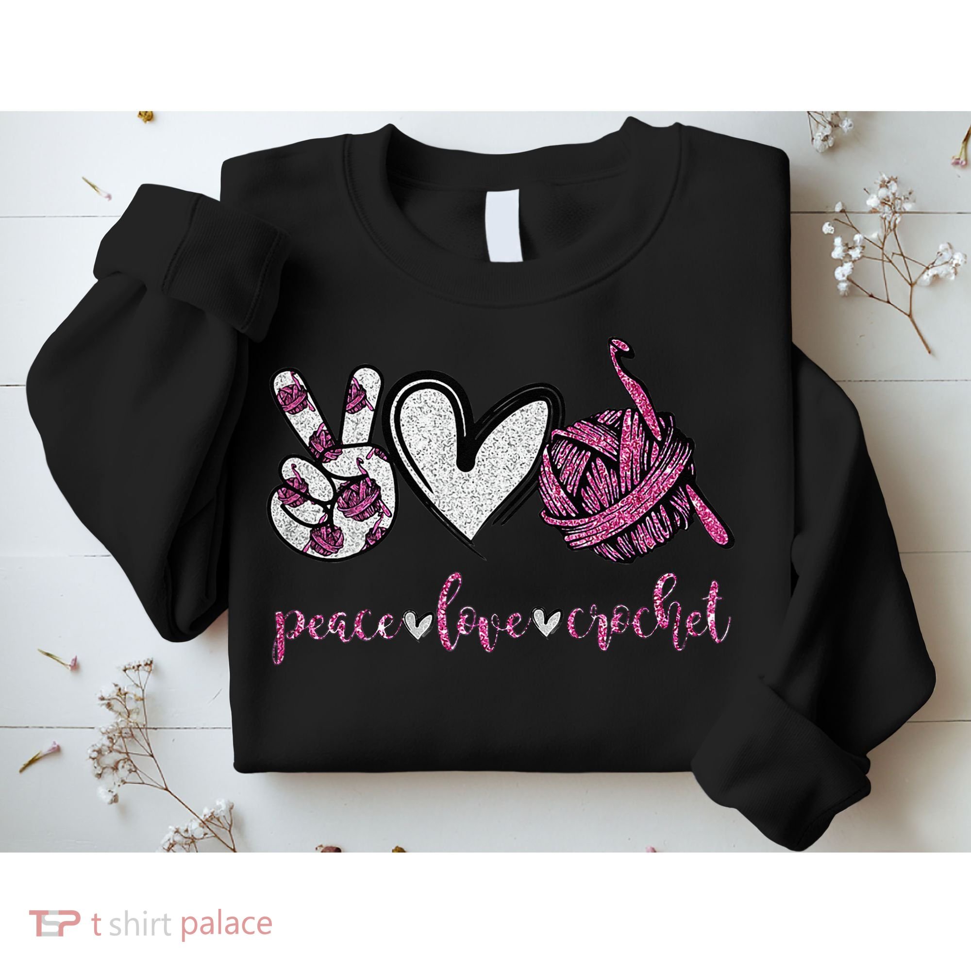 Crochet Knitting Peace Love Crochet Funny Crocheting Sweatshirt