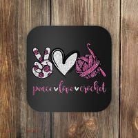 Crochet Knitting Peace Love Crochet Funny Crocheting Coaster thumb 0