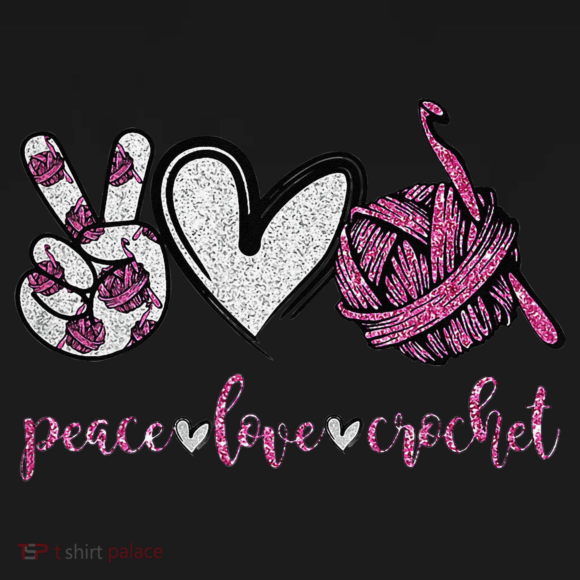 Crochet Knitting Peace Love Crochet Funny Crocheting Women's Hoodie