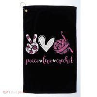 Crochet Knitting Peace Love Crochet Funny Crocheting Golf Towel thumb 0