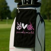 Crochet Knitting Peace Love Crochet Funny Crocheting Golf Towel thumb 2