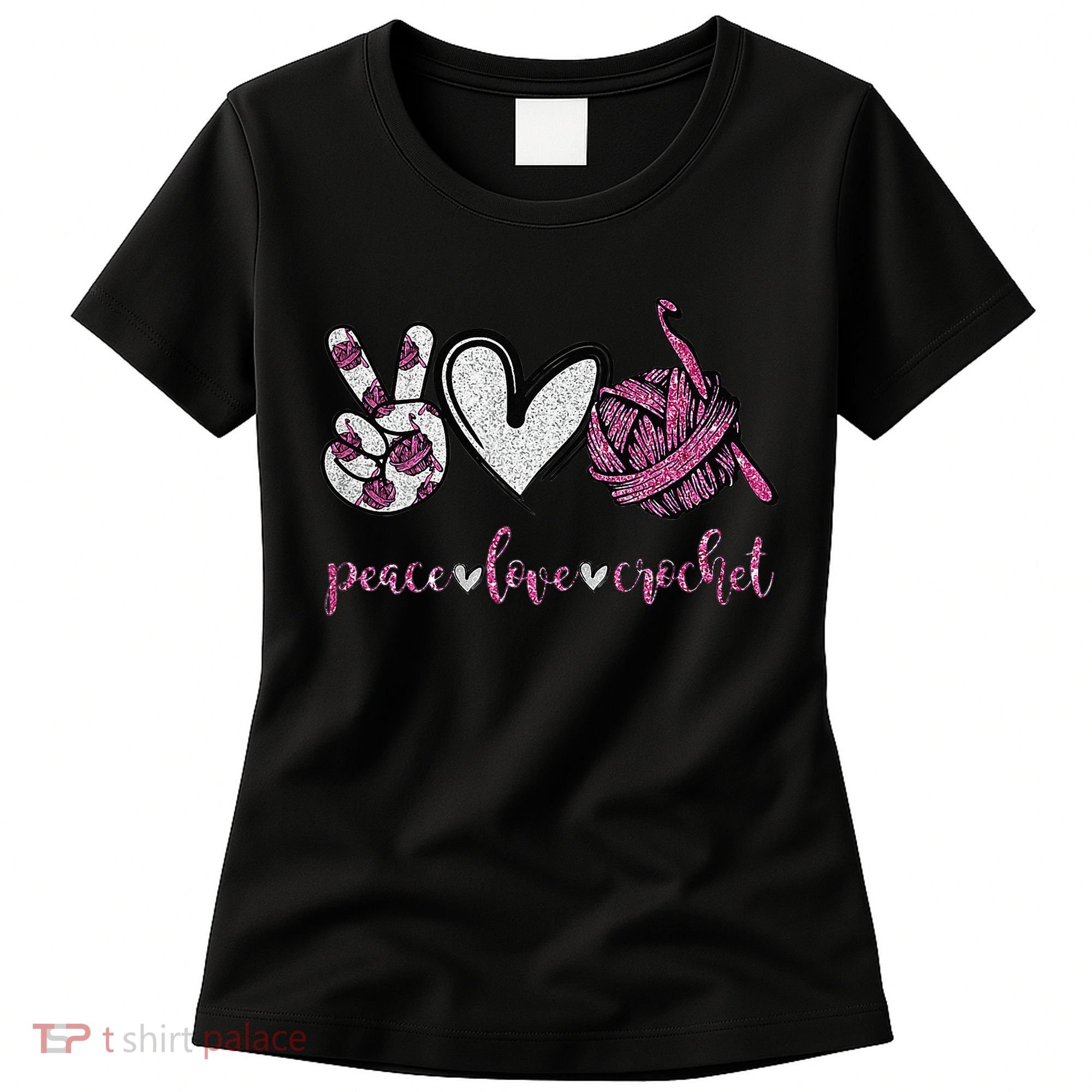 Crochet Knitting Peace Love Crochet Funny Crocheting Women's T-Shirt