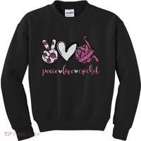 Crochet Knitting Peace Love Crochet Funny Crocheting Kids Sweatshirt thumb 0