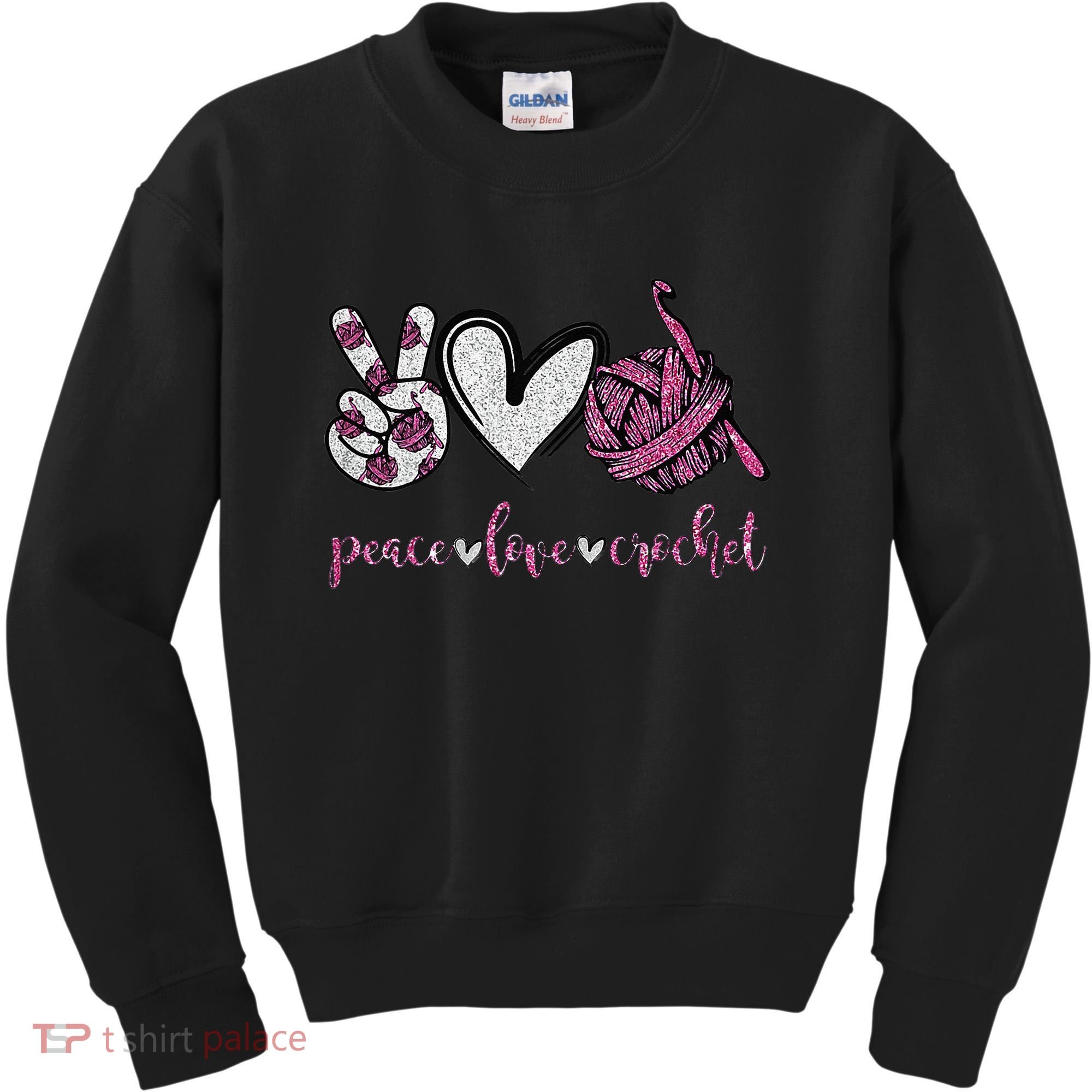 Crochet Knitting Peace Love Crochet Funny Crocheting Kids Sweatshirt