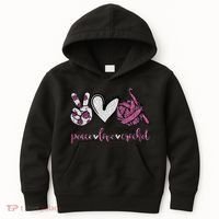 Crochet Knitting Peace Love Crochet Funny Crocheting Kids Hoodie thumb 0
