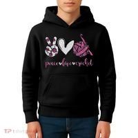 Crochet Knitting Peace Love Crochet Funny Crocheting Kids Hoodie thumb 4