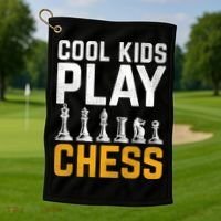 Cool Kids Play Chess Gift Golf Towel thumb 1