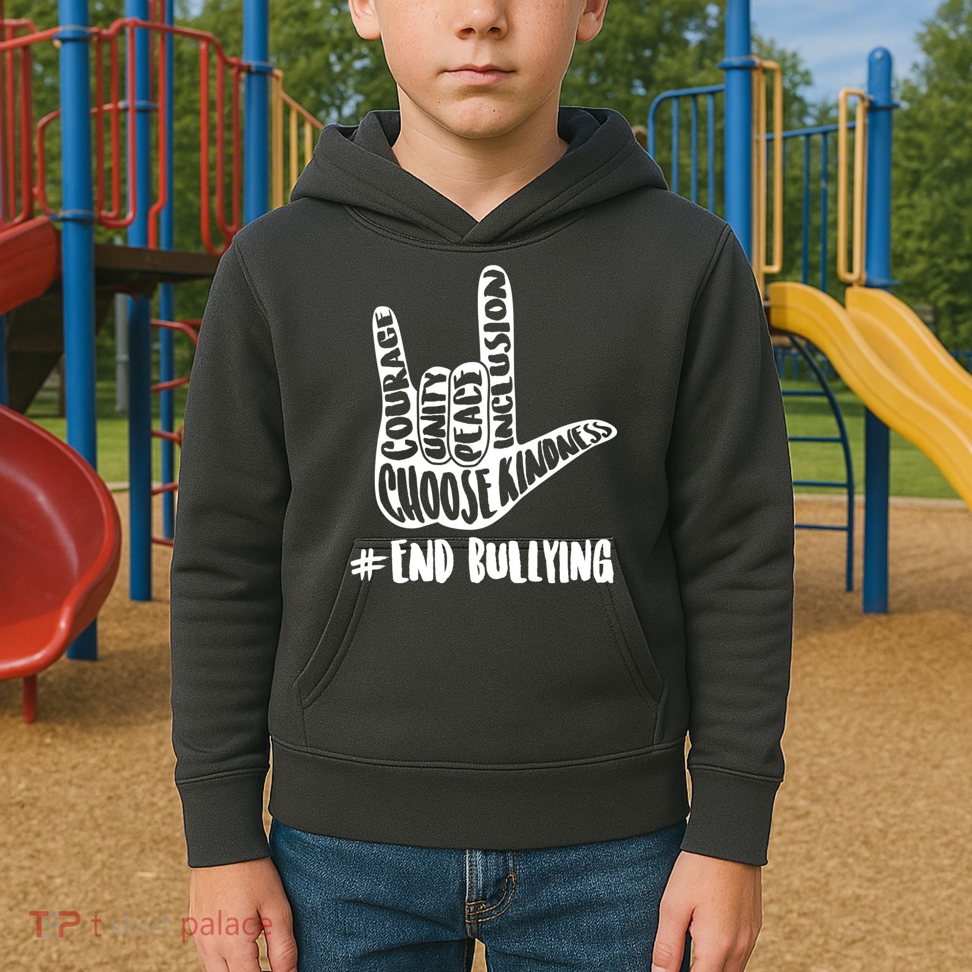 Choose Kindness Rock On # End Bullying Kids Hoodie