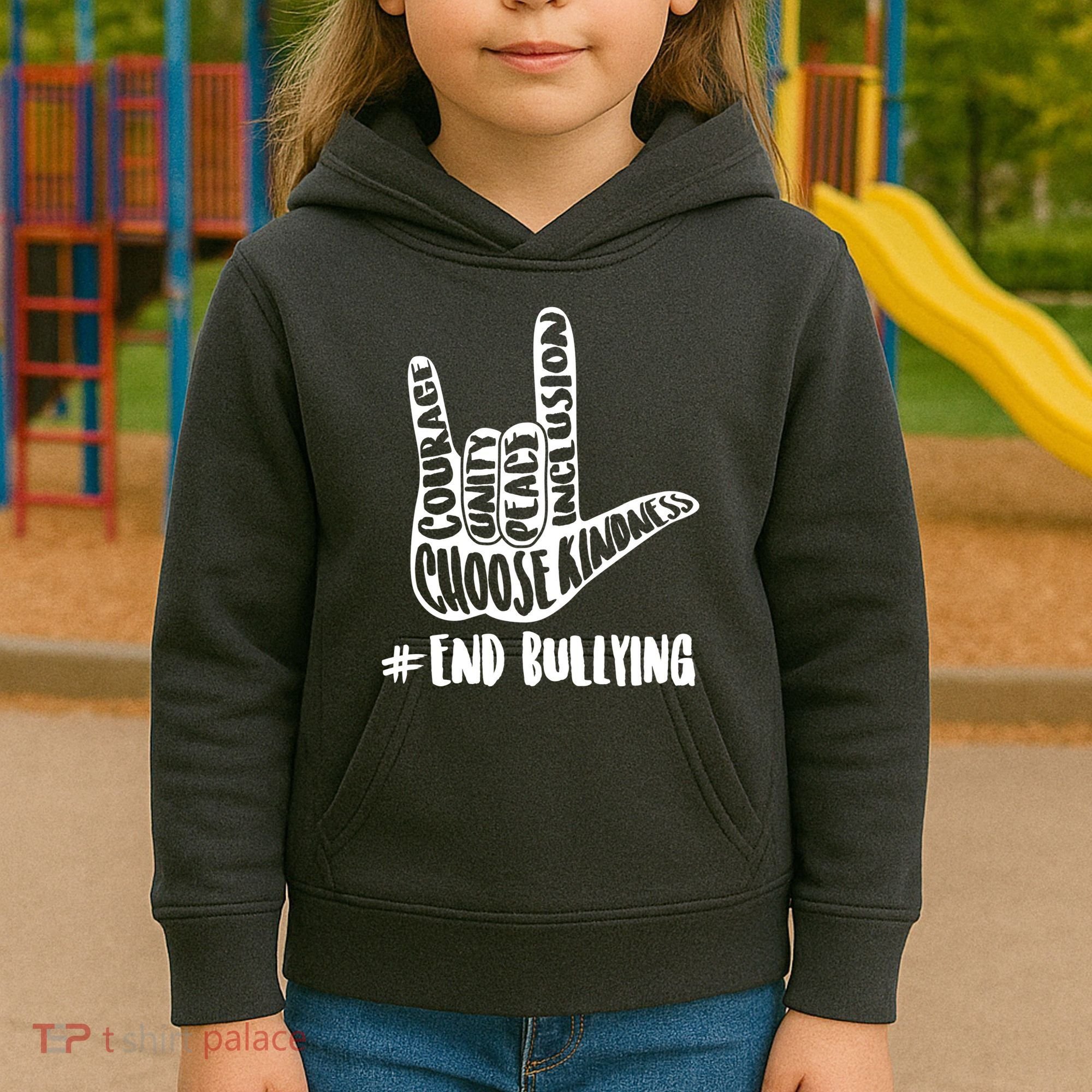 Choose Kindness Rock On # End Bullying Kids Hoodie