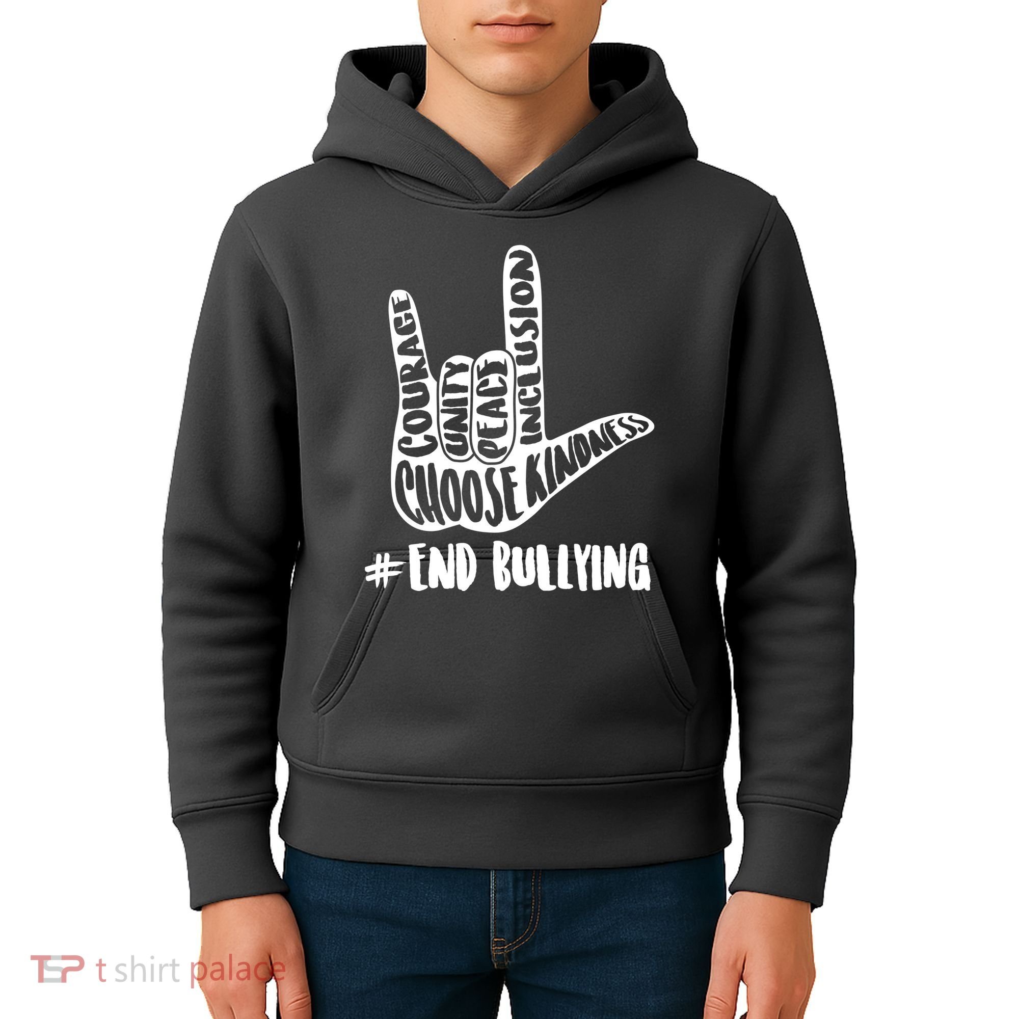 Choose Kindness Rock On # End Bullying Kids Hoodie