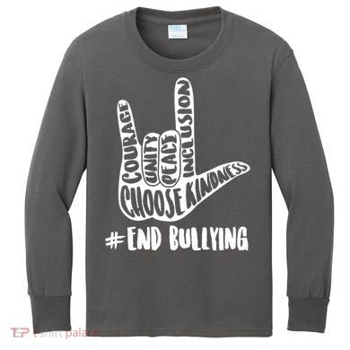 Choose Kindness Rock On # End Bullying Kids Long Sleeve Shirt