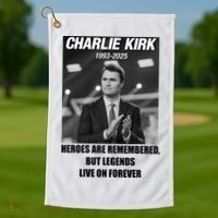 Charlie Kirk Rest In Peace RIP Tribute Memorial MAGA Golf Towel thumb 1