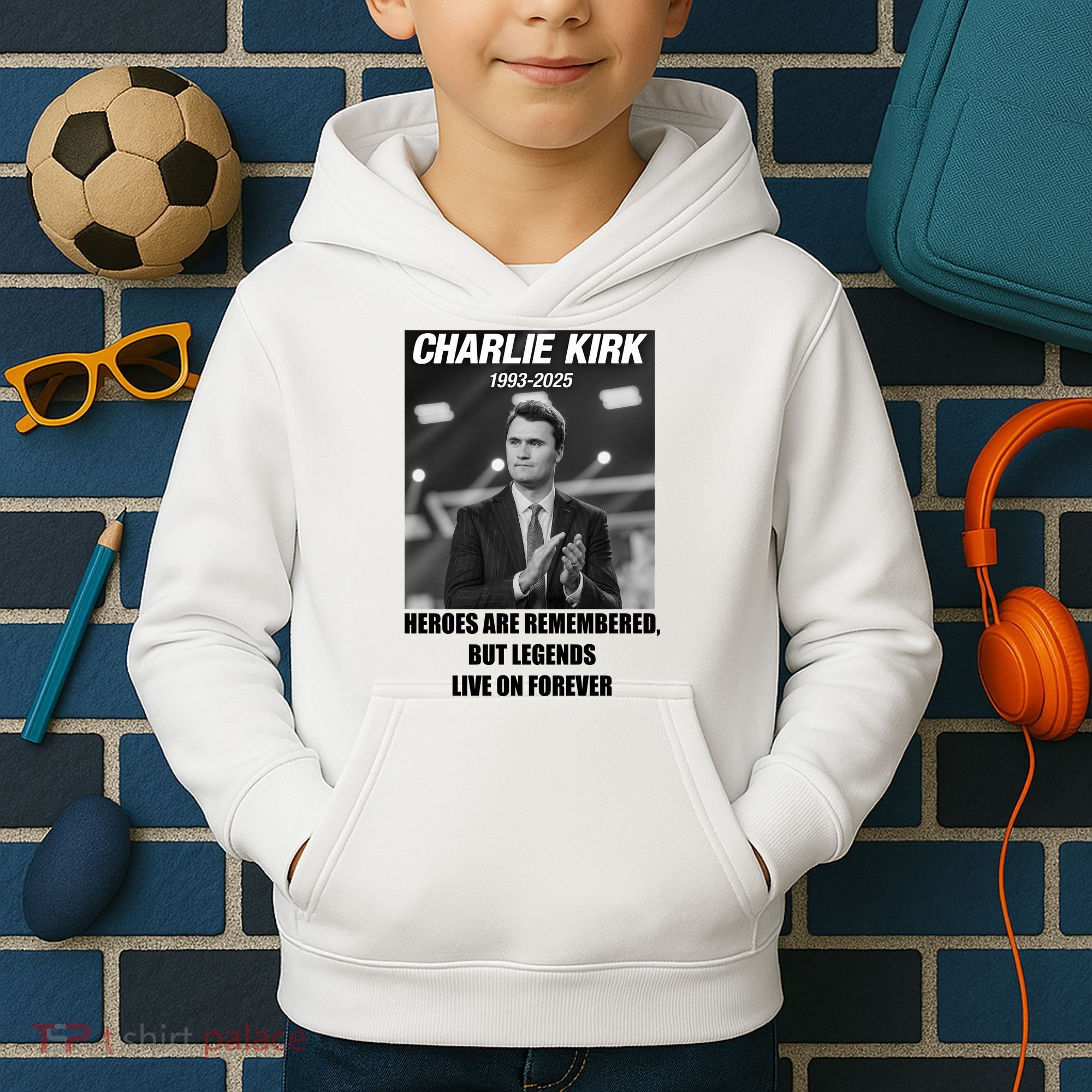 Charlie Kirk Rest In Peace RIP Tribute Memorial MAGA Kids Hoodie