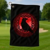 Celtic Knot Raven Crow Golf Towel thumb 1