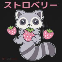 Cute Kawaii Raccoon Embrace A Big Strawberry Anime Women's Tank Top thumb 5