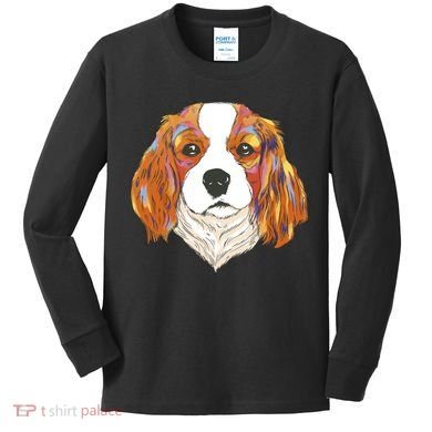 Cavalier King Spaniel Colorful Dog Kids Long Sleeve Shirt