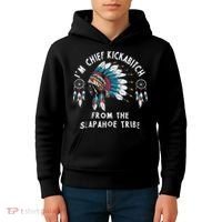Chief Kickabitch Slapahoe Tribe Funny Native Kids Hoodie thumb 4