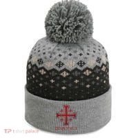 Catholic Knight Templar Crusader Cross The Baniff Cuffed Pom Beanie thumb 0