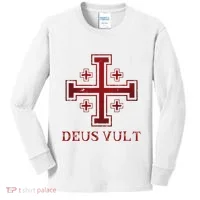 Catholic Knight Templar Crusader Cross Kids Long Sleeve Shirt thumb 0