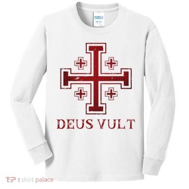 Catholic Knight Templar Crusader Cross Kids Long Sleeve Shirt