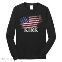 Charlie Kirk USA American Flag Long Sleeve Shirt thumb 0