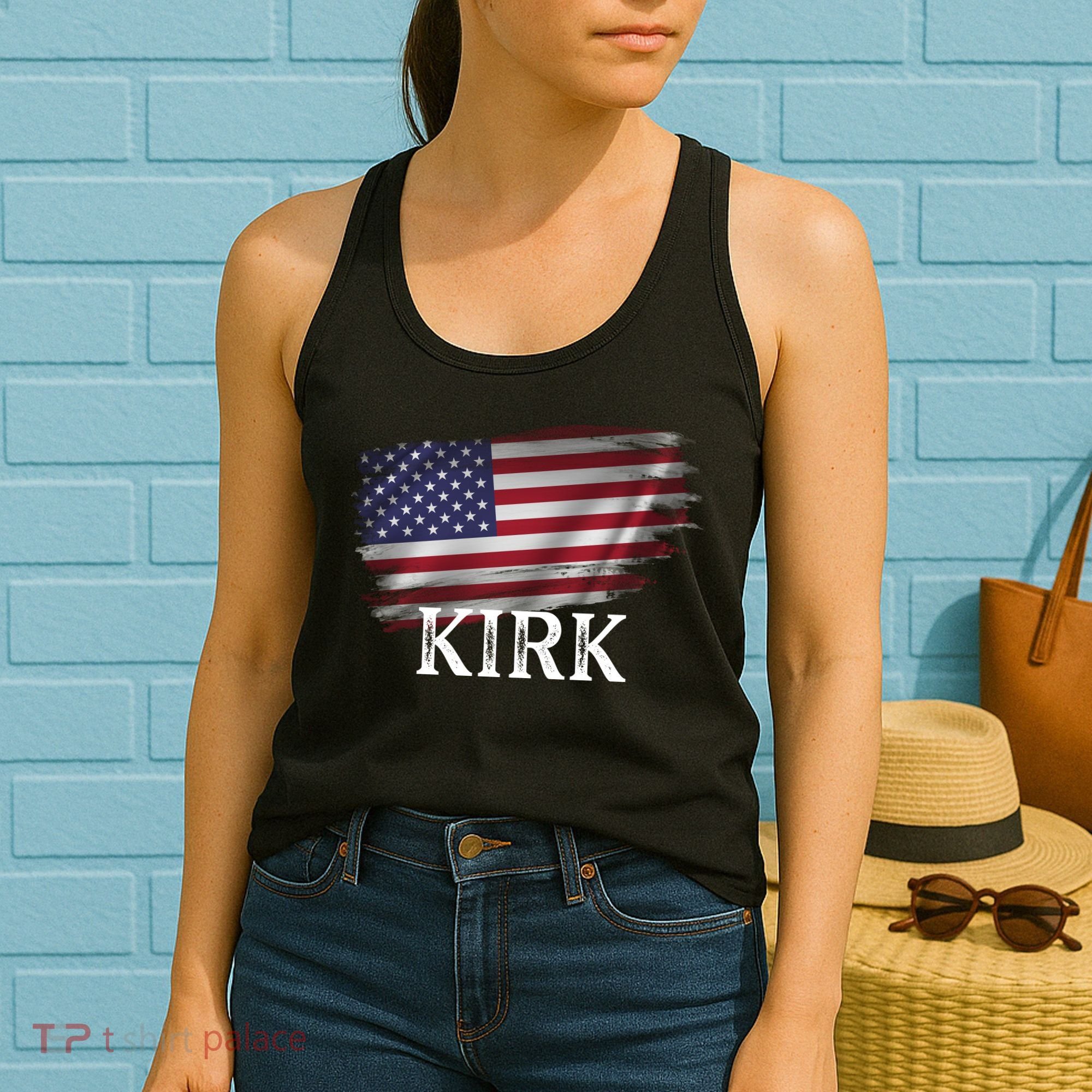 Charlie Kirk USA American Flag Women's Tank Top
