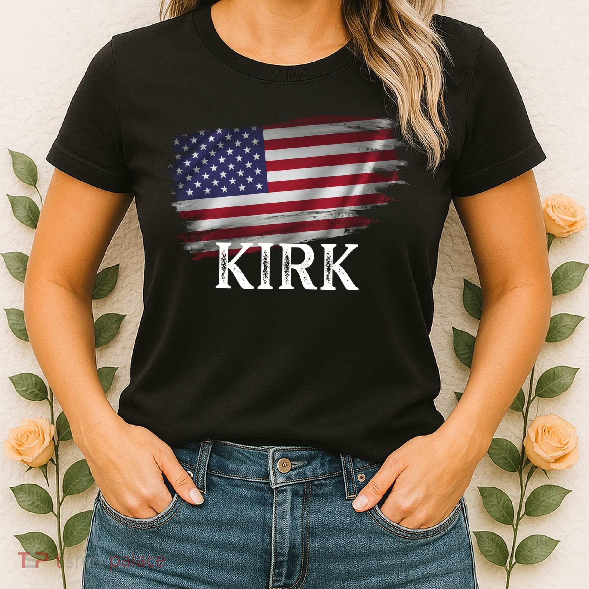 Charlie Kirk USA American Flag Women's T-Shirt