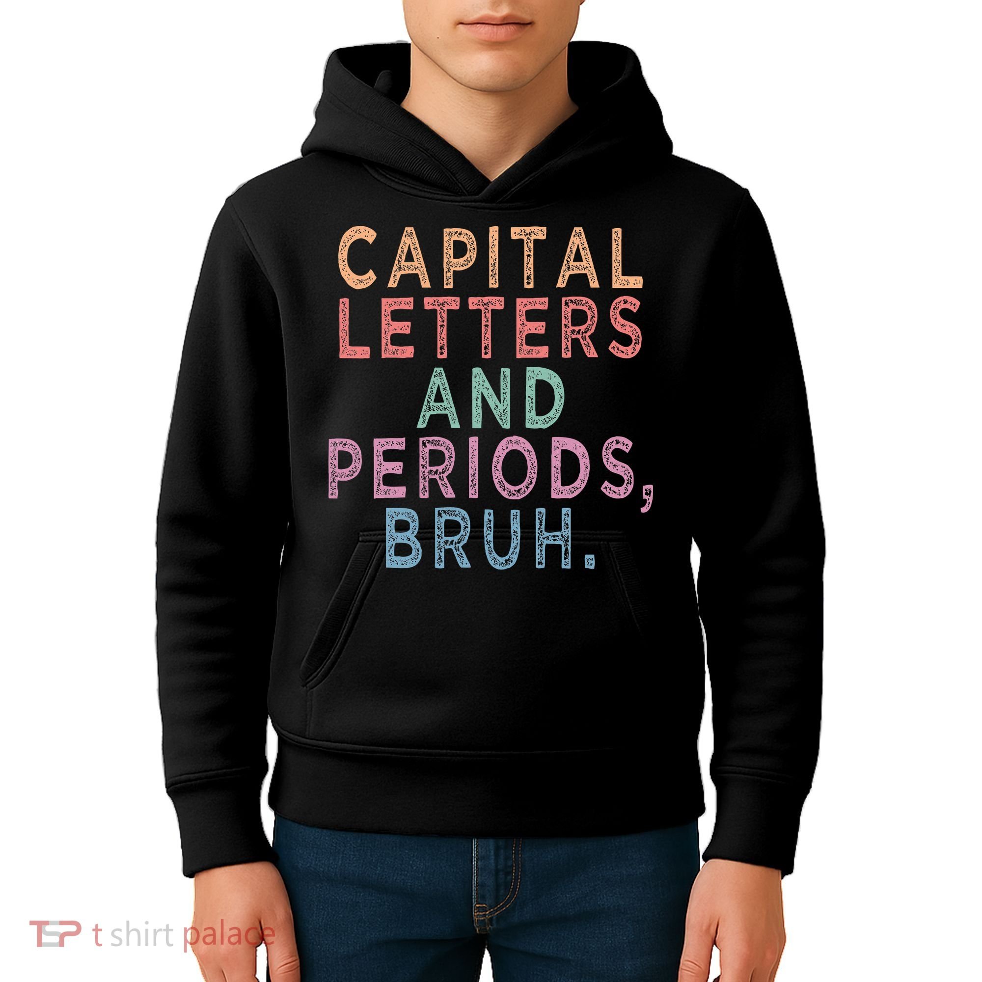 Capital Letters And Periods Bruh Kids Hoodie