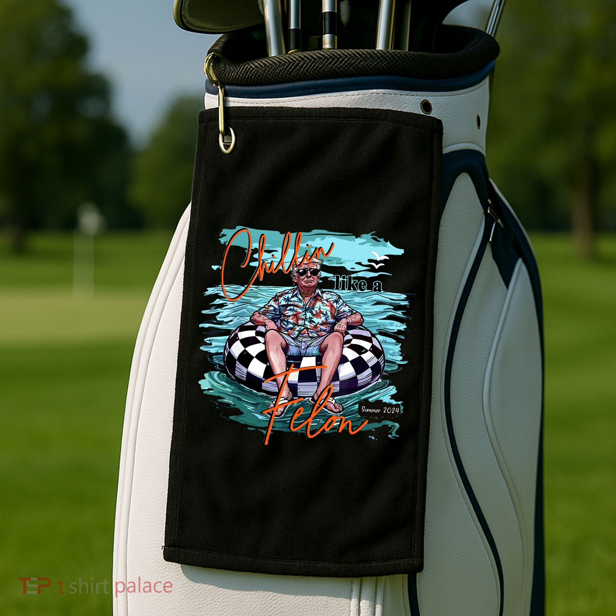 Chillin Like A Felon Trump For President 2024 Retro Summer Golf Towel