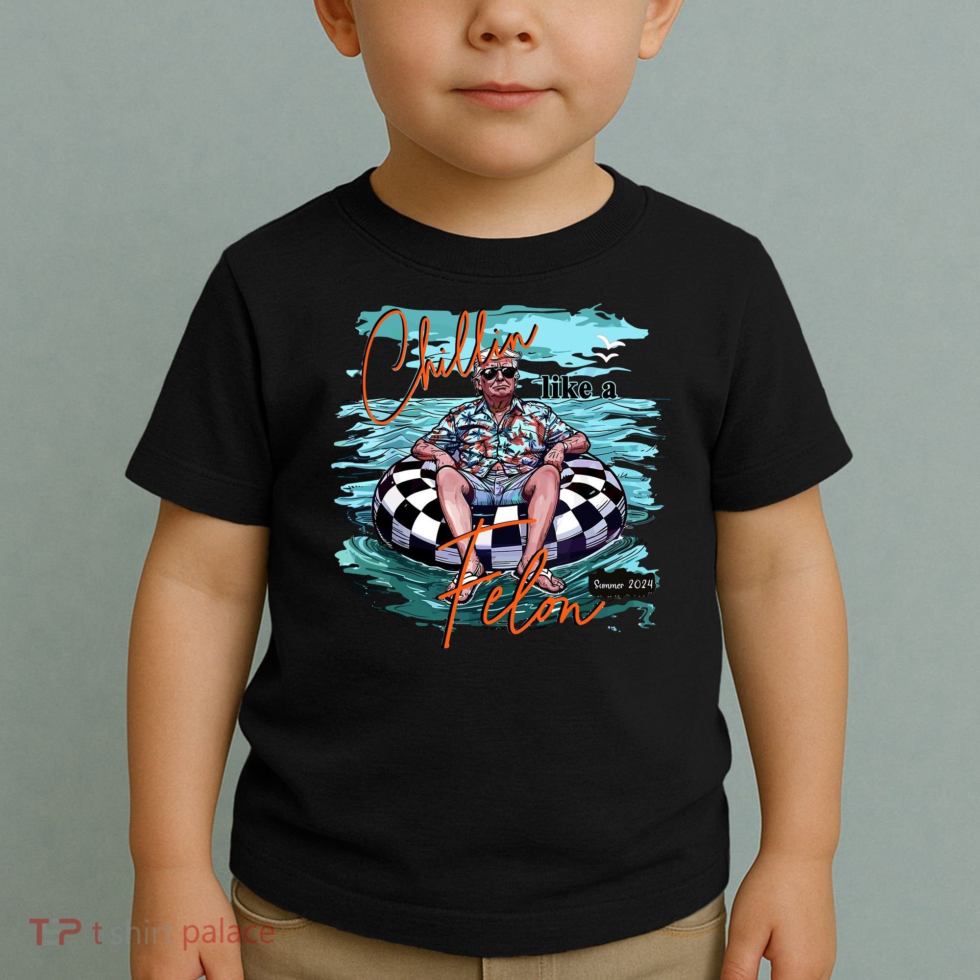 Chillin Like A Felon Trump For President 2024 Retro Summer Toddler T-Shirt