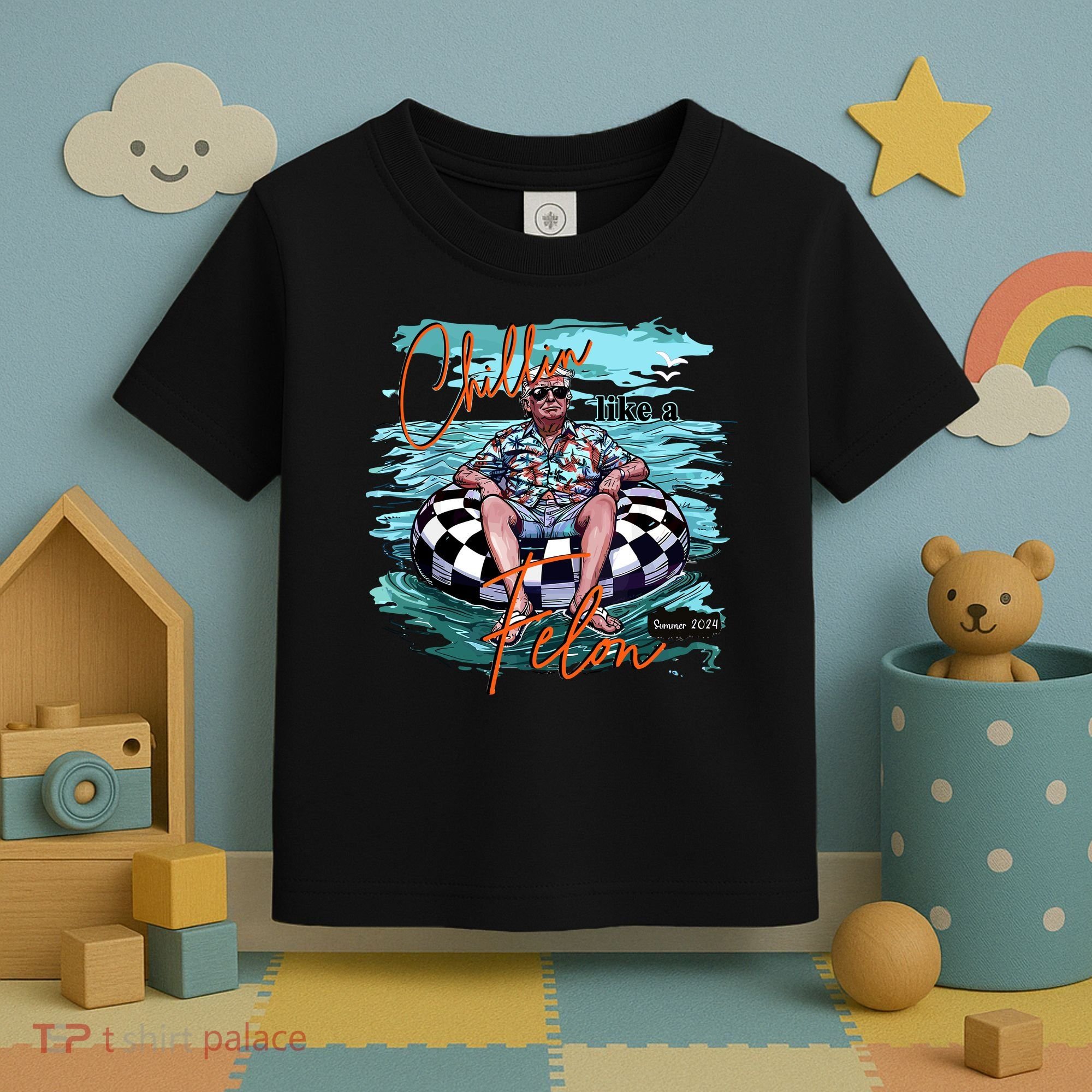 Chillin Like A Felon Trump For President 2024 Retro Summer Toddler T-Shirt