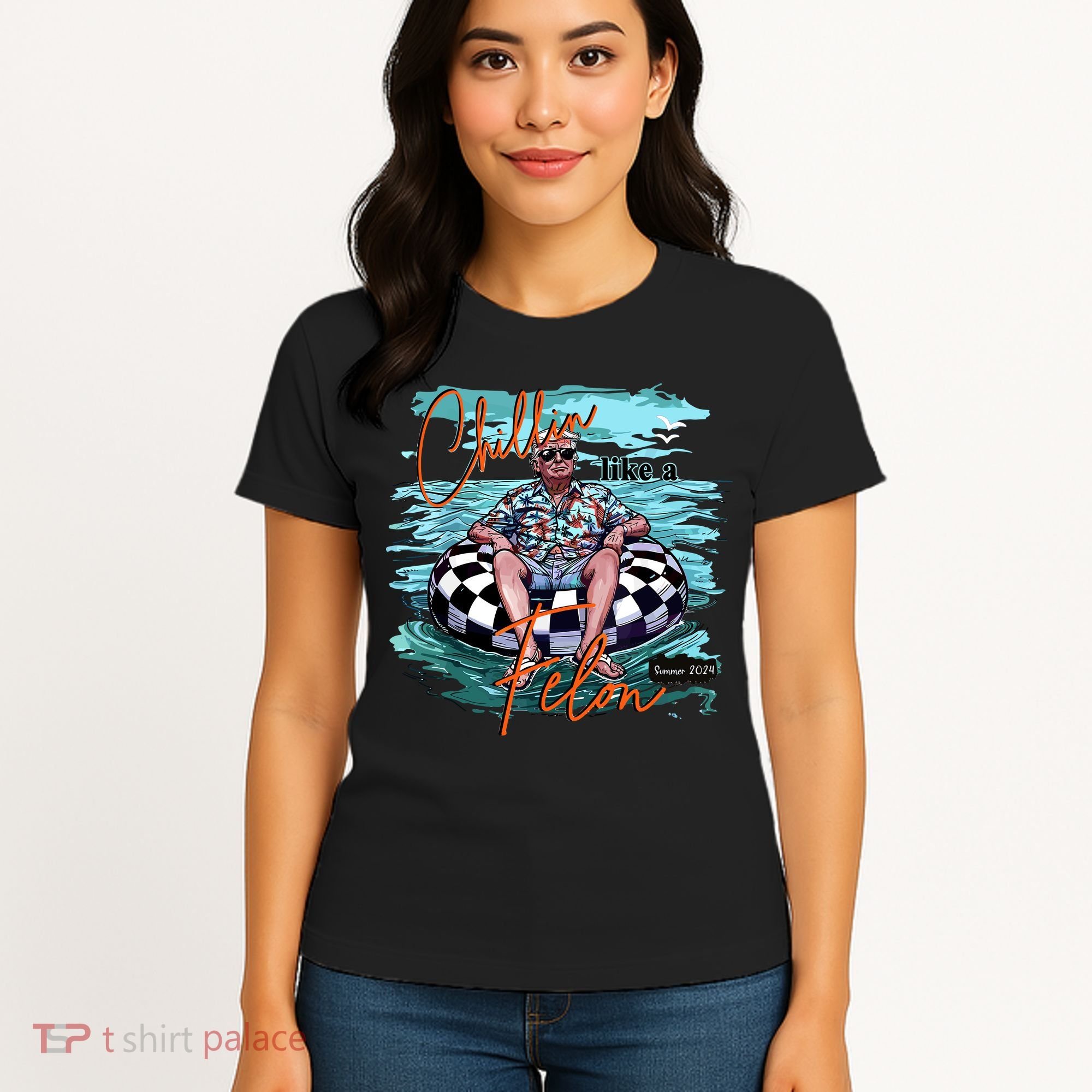 Chillin Like A Felon Trump For President 2024 Retro Summer Women's T-Shirt