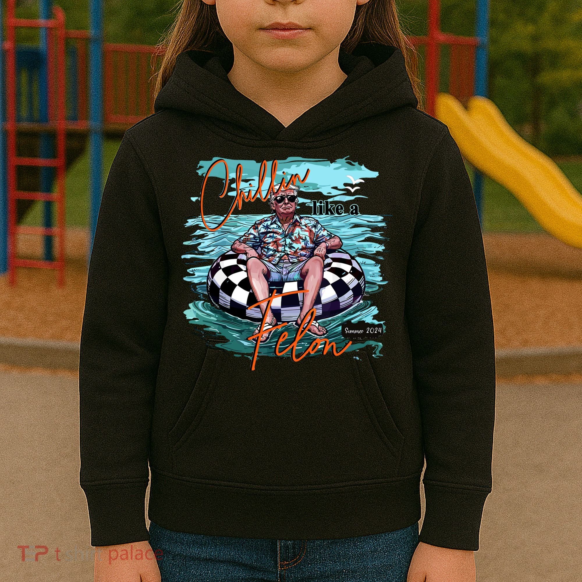 Chillin Like A Felon Trump For President 2024 Retro Summer Kids Hoodie