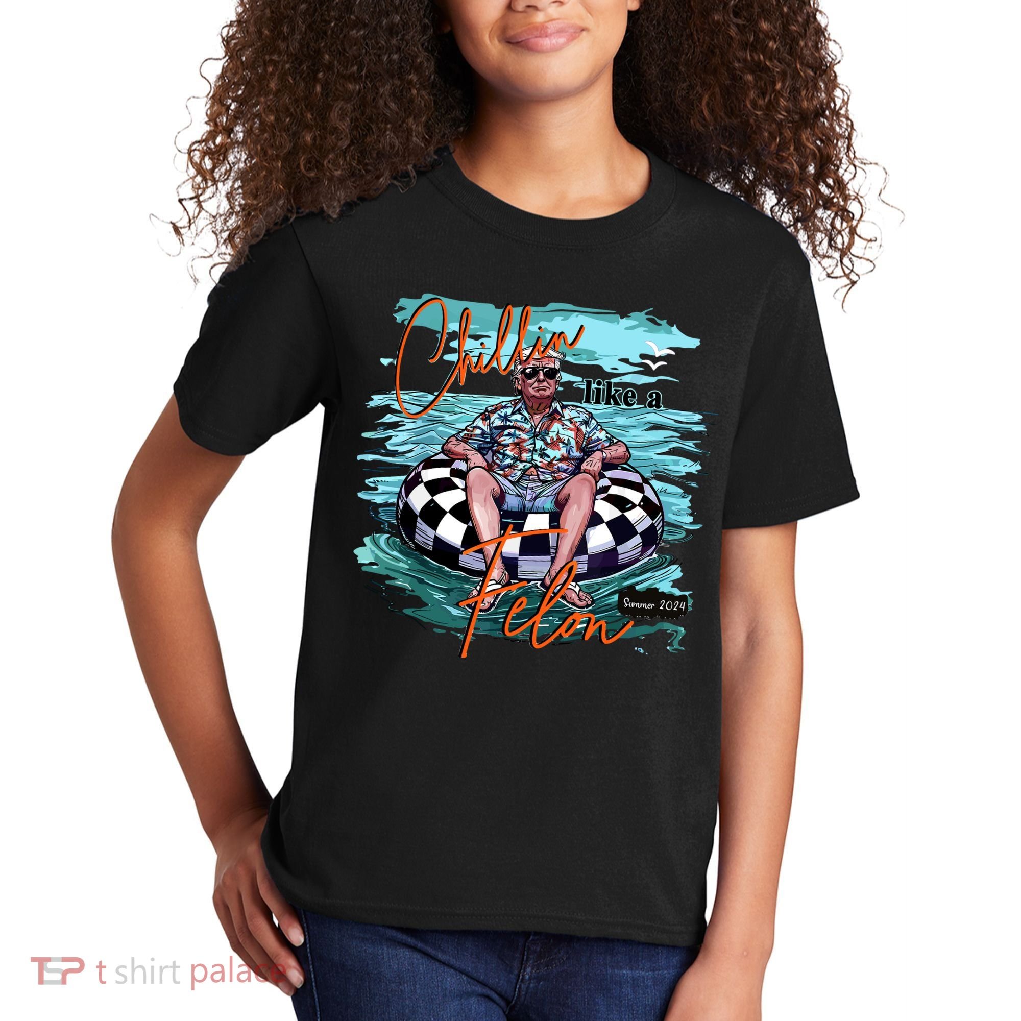Chillin Like A Felon Trump For President 2024 Retro Summer Kids T-Shirt
