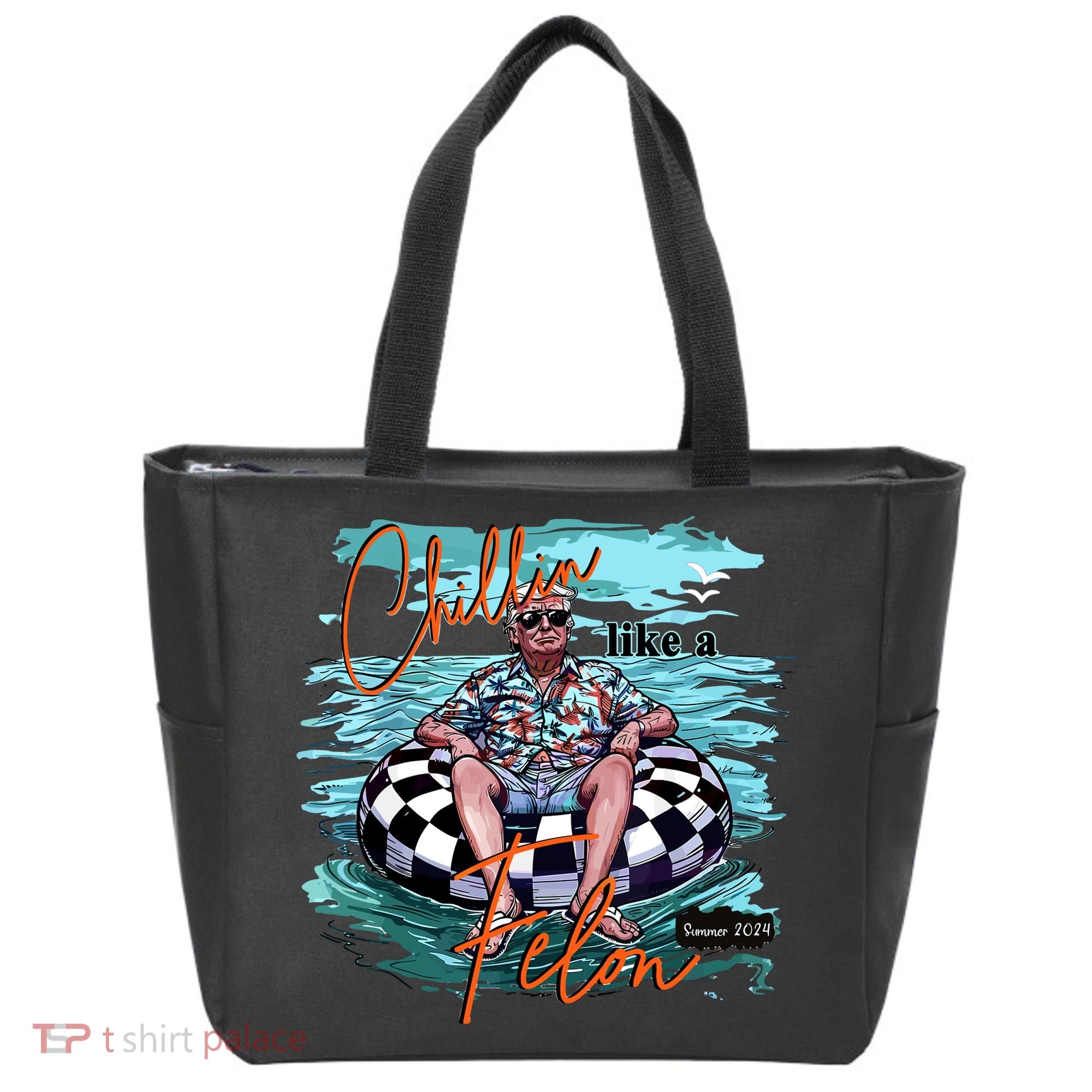 Chillin Like A Felon Trump For President 2024 Retro Summer Tote Bag