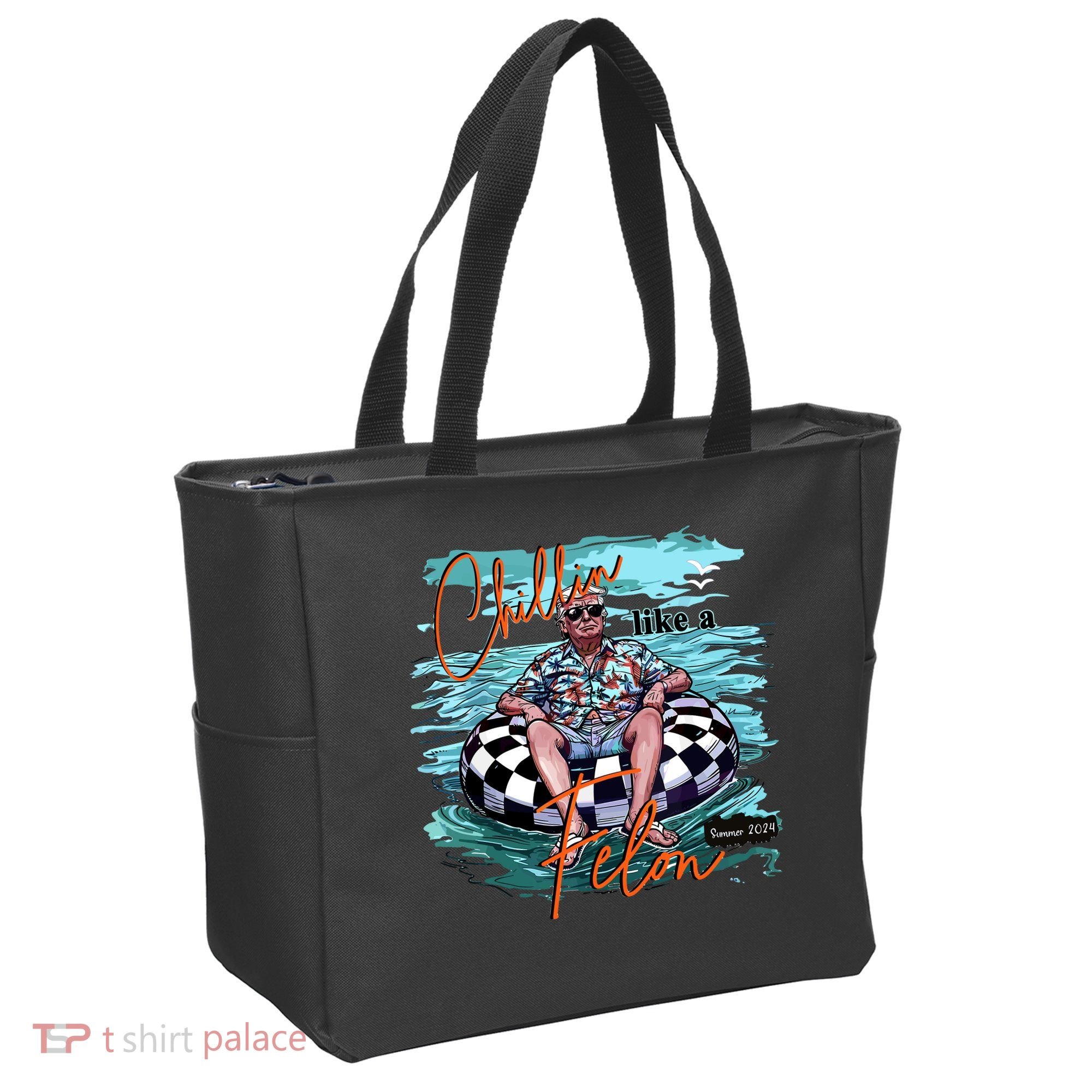 Chillin Like A Felon Trump For President 2024 Retro Summer Tote Bag