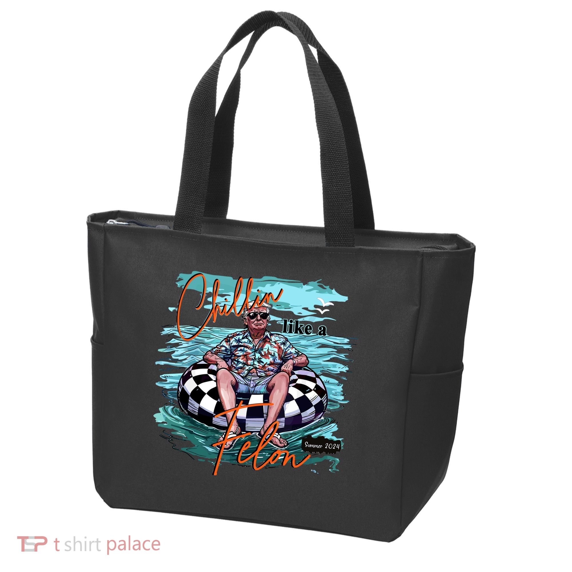Chillin Like A Felon Trump For President 2024 Retro Summer Tote Bag