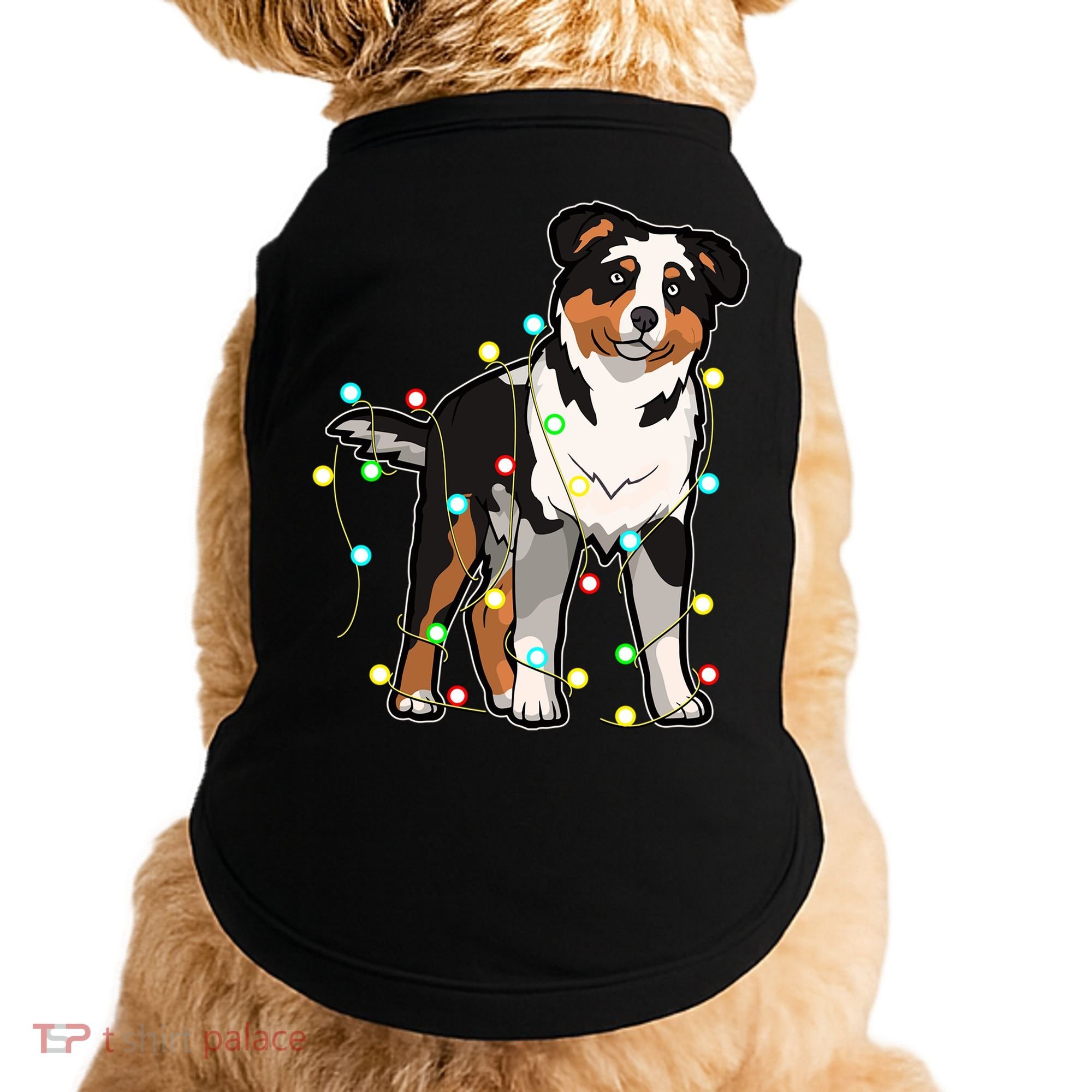 Christmas Lights Australian Shepherd Dog Lover Xmas Gift Cute Gift Doggie Tank