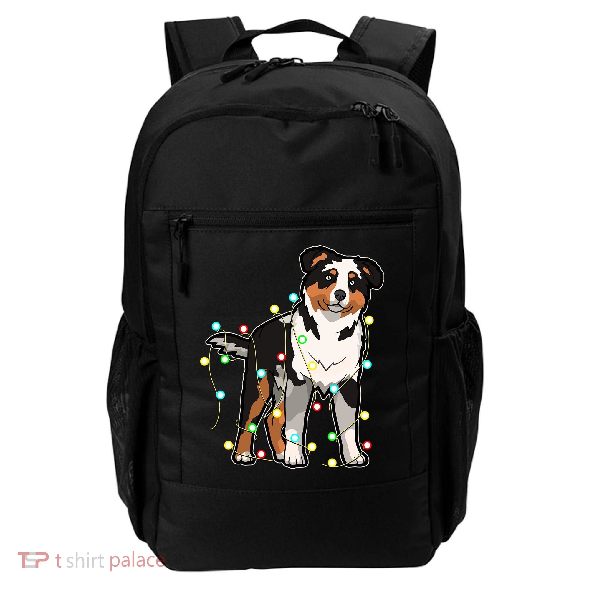 Christmas Lights Australian Shepherd Dog Lover Xmas Gift Cute Gift Backpack