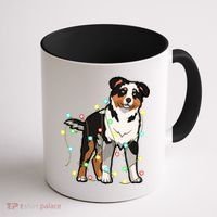 Christmas Lights Australian Shepherd Dog Lover Xmas Gift Cute Gift Coffee Mug thumb 1
