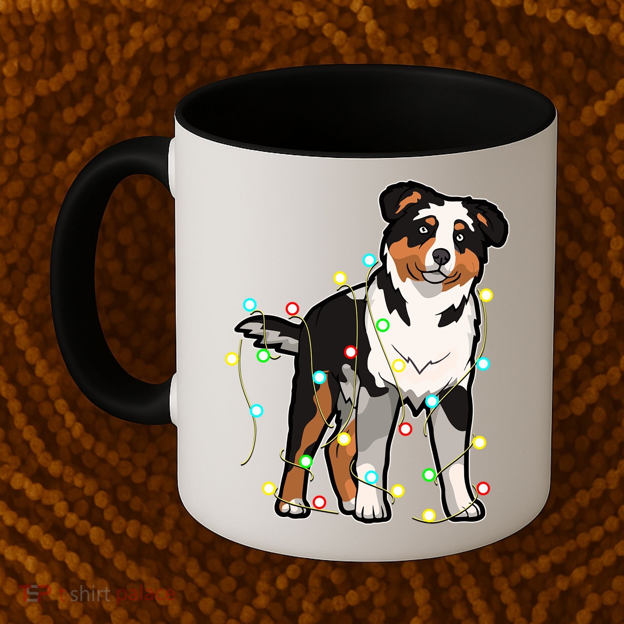 Christmas Lights Australian Shepherd Dog Lover Xmas Gift Cute Gift Coffee Mug