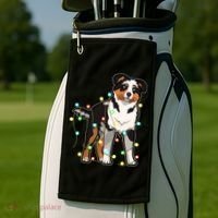 Christmas Lights Australian Shepherd Dog Lover Xmas Gift Cute Gift Golf Towel thumb 2