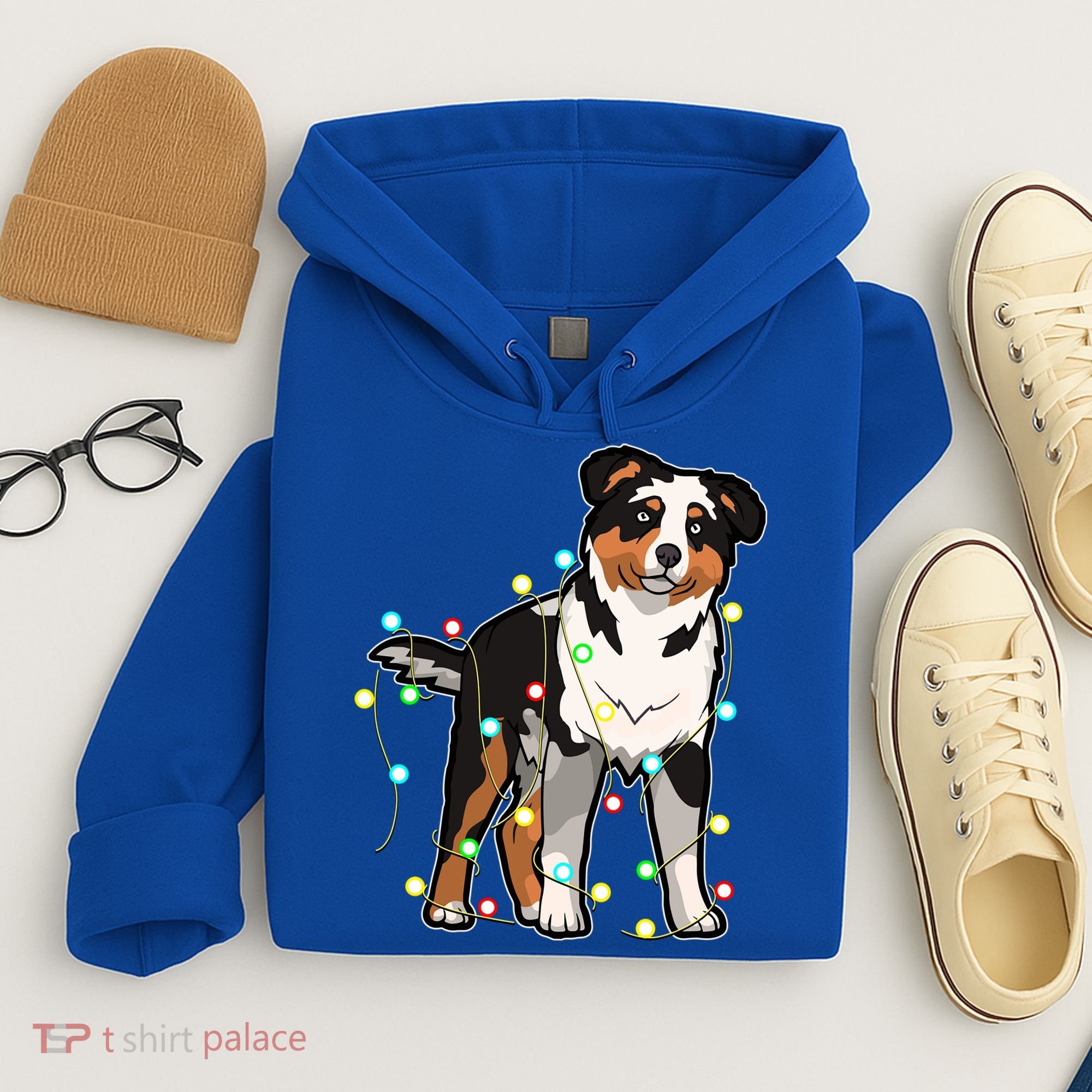 Christmas Lights Australian Shepherd Dog Lover Xmas Gift Cute Gift Hoodie