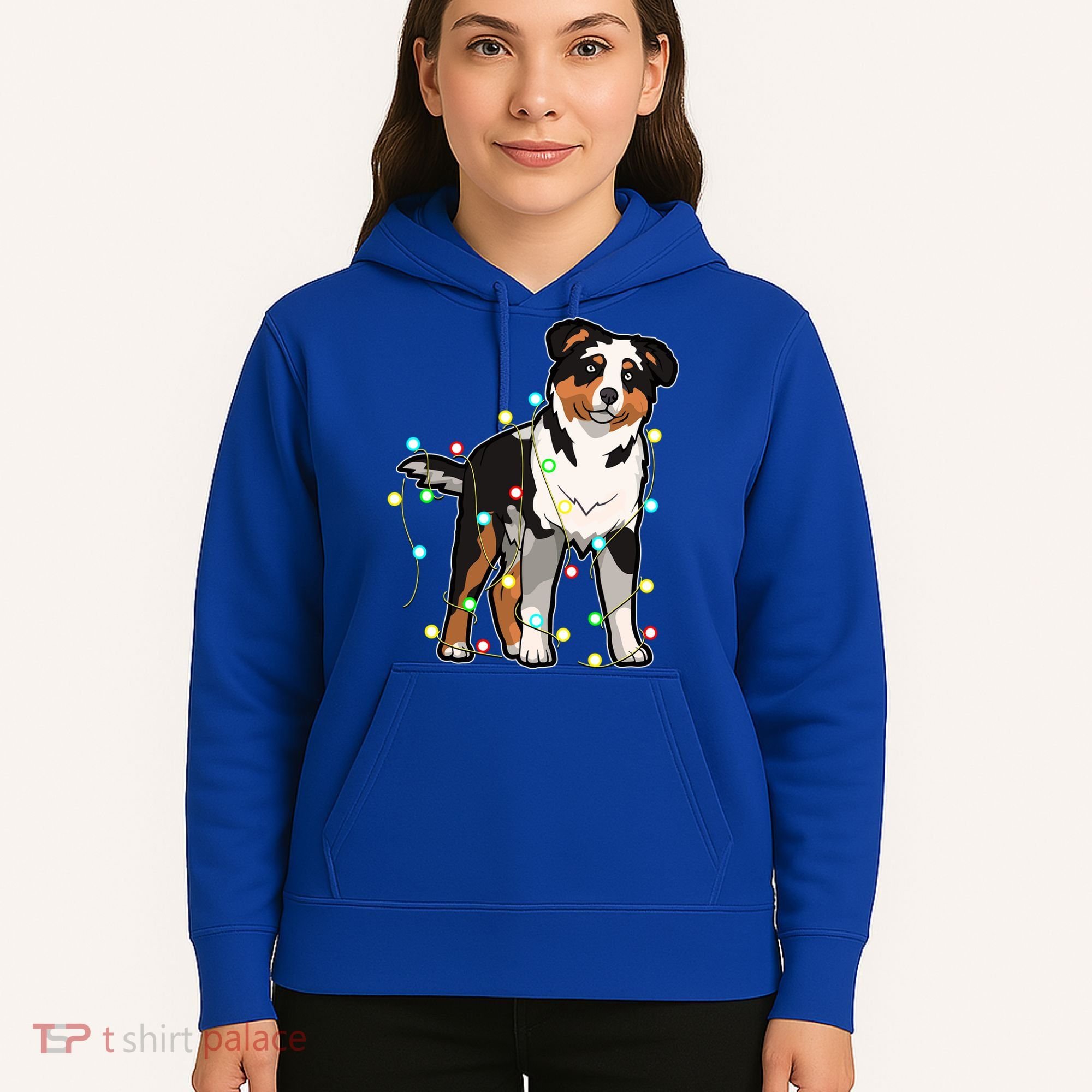 Christmas Lights Australian Shepherd Dog Lover Xmas Gift Cute Gift Hoodie