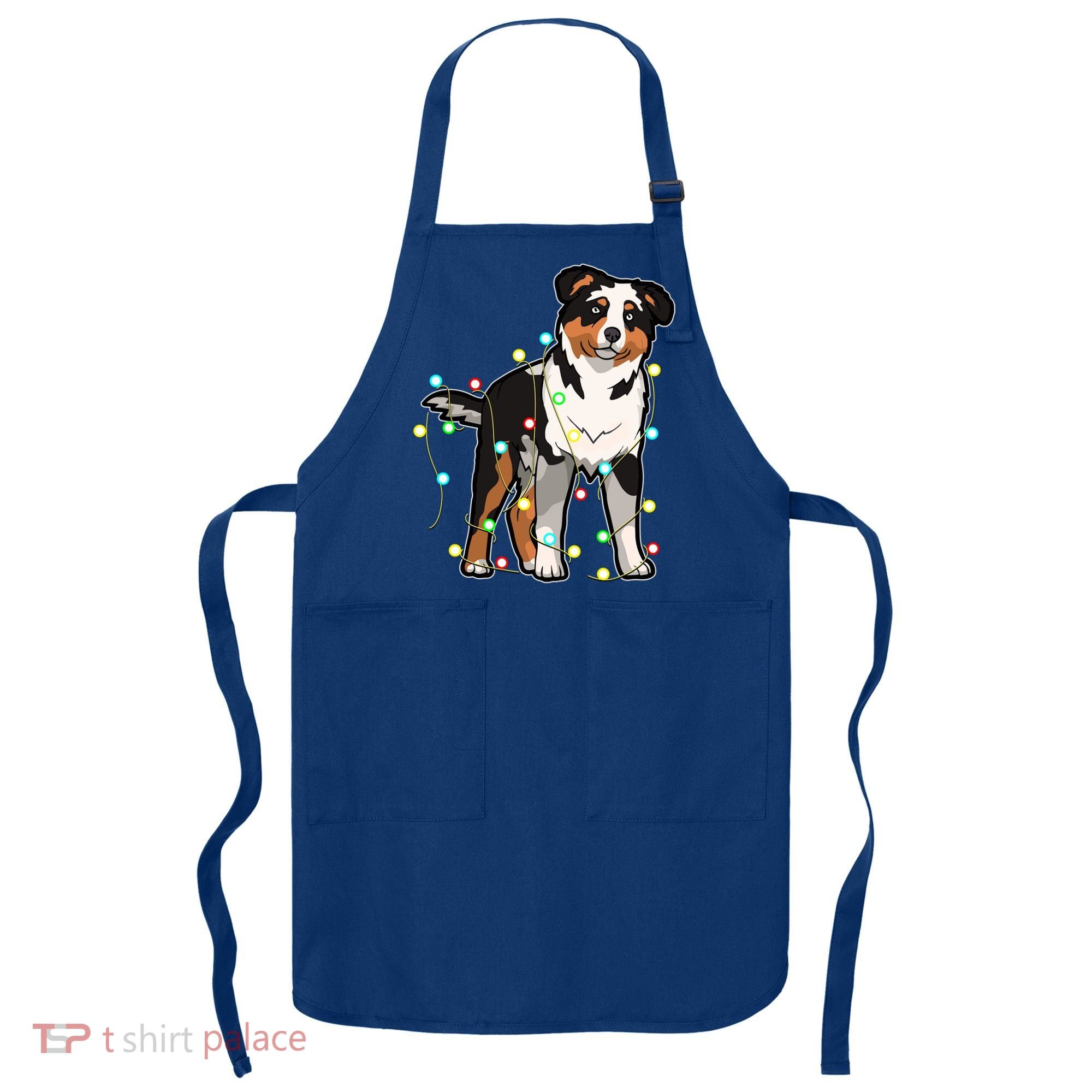 Christmas Lights Australian Shepherd Dog Lover Xmas Gift Cute Gift Apron