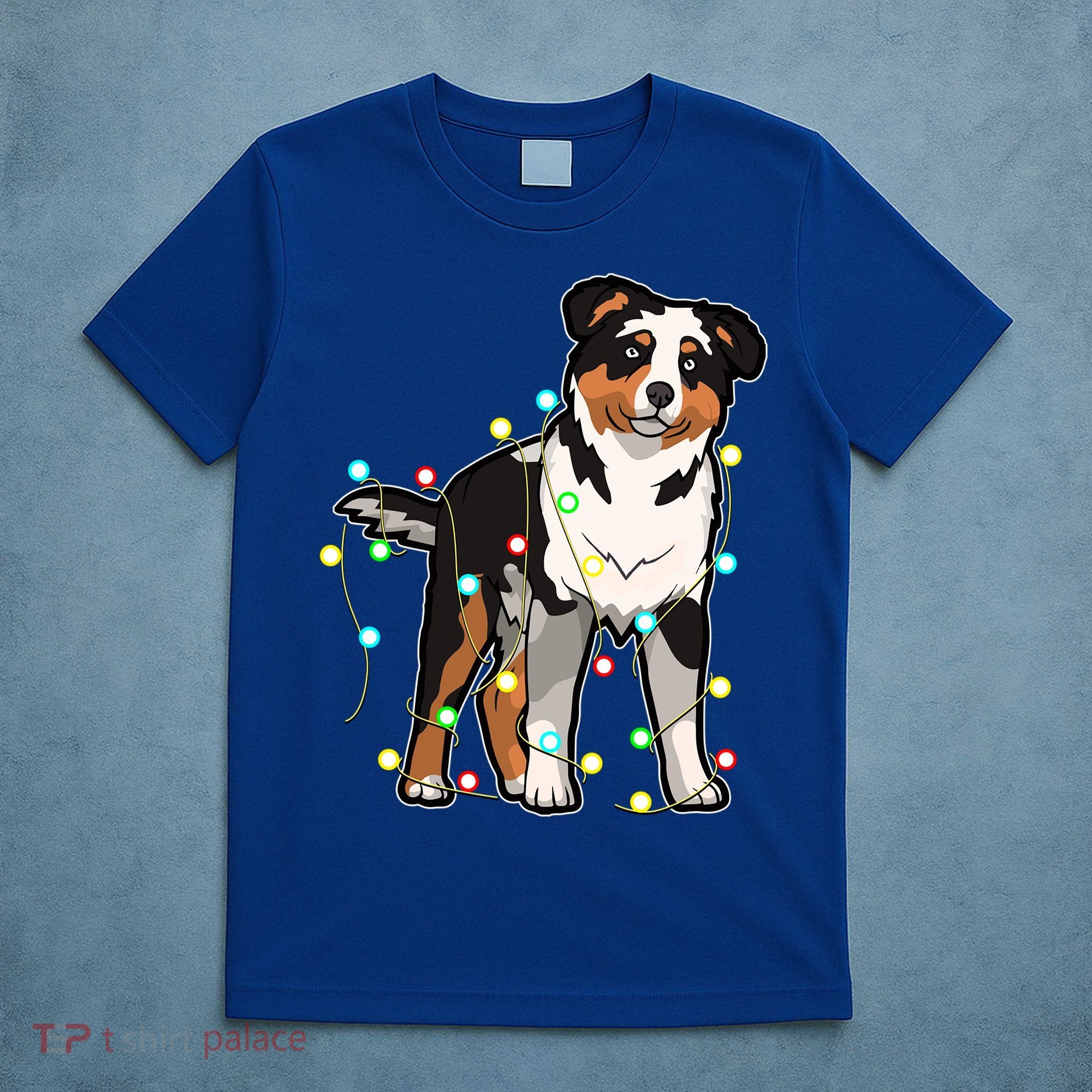Christmas Lights Australian Shepherd Dog Lover Xmas Gift Cute Gift T-Shirt
